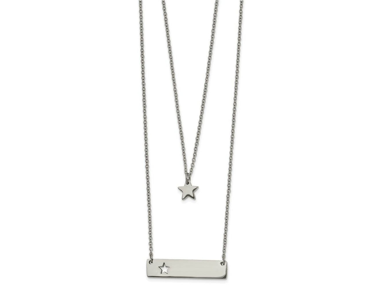 FJC Finejewelers Stainless Steel Star and Bar Multi Strand Necklace 17 Inches x 1.4 mm