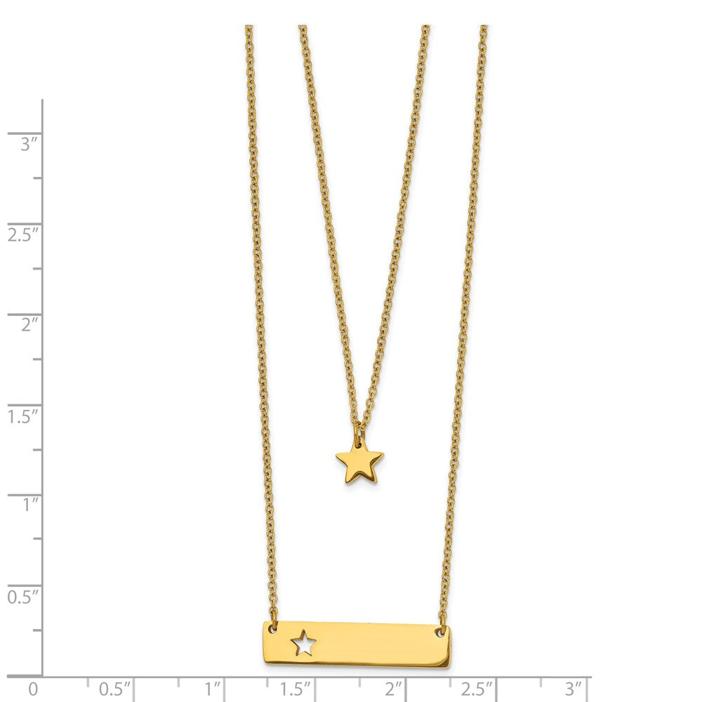 FJC Finejewelers Stainless Steel Yellow IP Plated Star/Bar Multi Strand Necklace 17 Inches x 1.4 mm