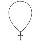 FJC Finejewelers Stainless Steel Polished Black IP-plated Crucifix Necklace 24 Inches x 40 mm