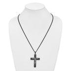 FJC Finejewelers Stainless Steel Polished Black IP-plated Crucifix Necklace 24 Inches x 40 mm