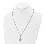FJC Finejewelers Stainless Steel Ball Black and Yellow IP-plated Cross 22in Necklace 22 Inches x 16 mm