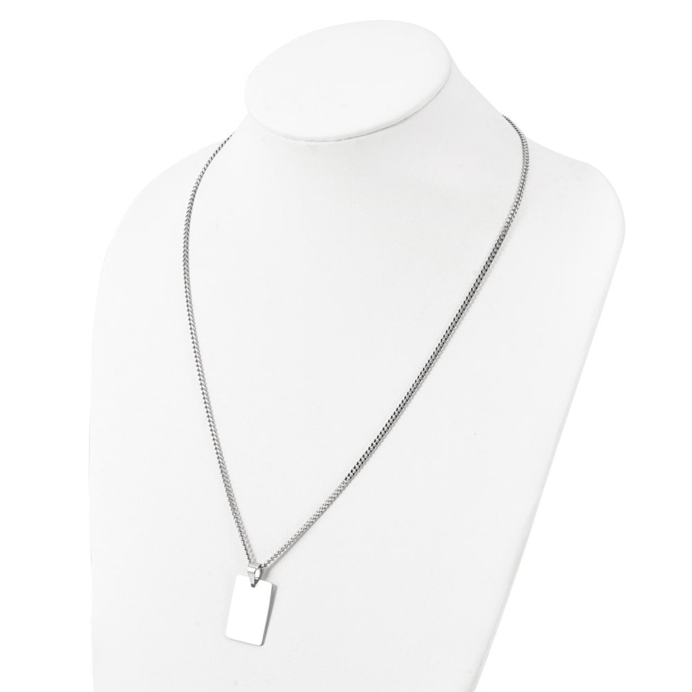FJC Finejewelers Stainless Steel Curb Polished Dog Tag Necklace 24 Inches x 19 mm