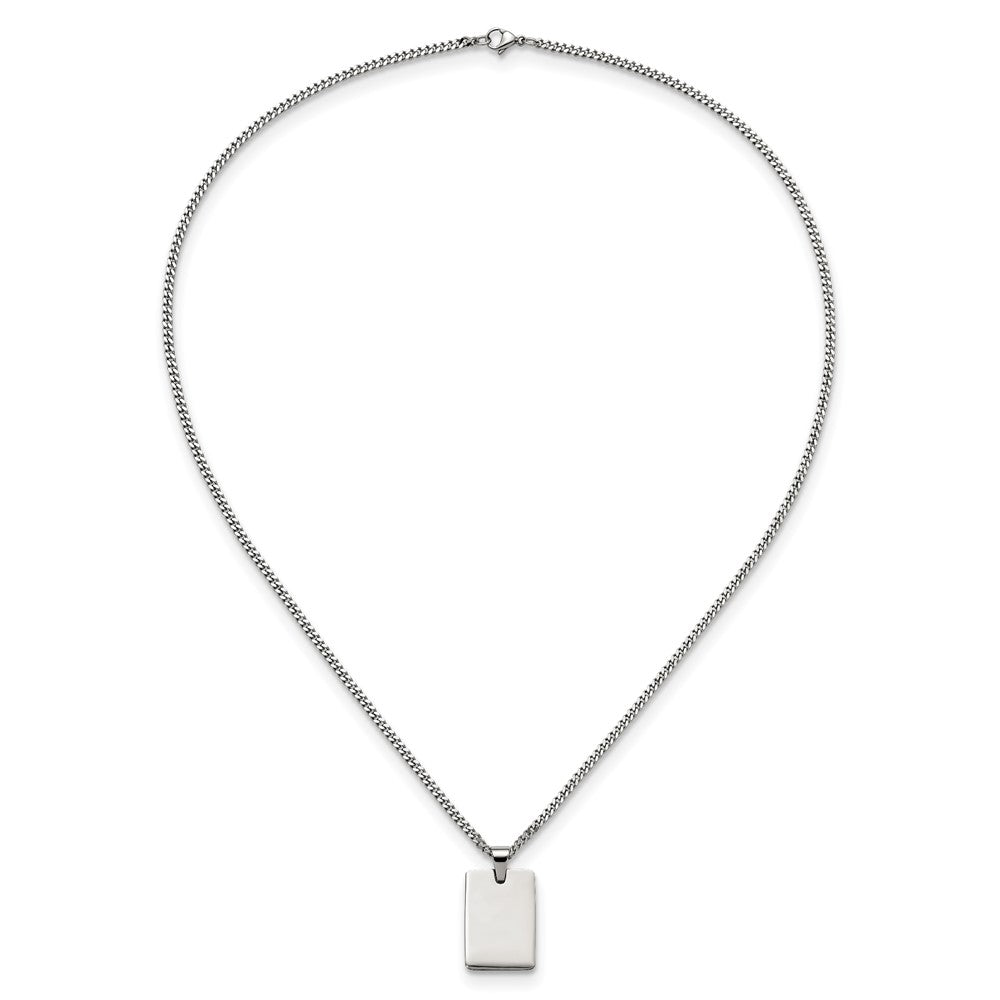 FJC Finejewelers Stainless Steel Curb Polished Dog Tag Necklace 24 Inches x 19 mm