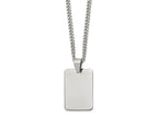 FJC Finejewelers Stainless Steel Curb Polished Dog Tag Necklace 24 Inches x 19 mm