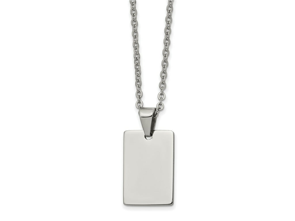 FJC Finejewelers Stainless Steel Polished Dog Tag Necklace 18 Inches x 16 mm