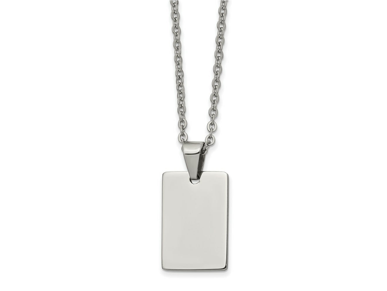 FJC Finejewelers Stainless Steel Polished Dog Tag Necklace 18 Inches x 16 mm