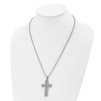 FJC Finejewelers Stainless Steel Black IP-plated 1/20ct Black Dia Cross Necklace 22 Inches x 29 mm