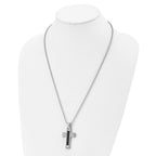 FJC Finejewelers Stainless Steel Black IP Cable 1/20ct Black Diamond Cross Necklace 24 Inches x 25 mm