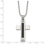 FJC Finejewelers Stainless Steel Black IP Cable 1/20ct Black Diamond Cross Necklace 24 Inches x 25 mm