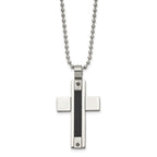 FJC Finejewelers Stainless Steel Black IP Cable 1/20ct Black Diamond Cross Necklace 24 Inches x 25 mm