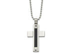 FJC Finejewelers Stainless Steel Black IP Cable 1/20ct Black Diamond Cross Necklace 24 Inches x 25 mm
