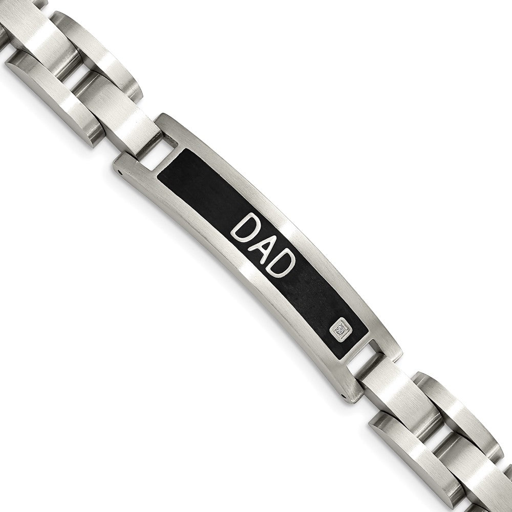 FJC Finejewelers Stainless Steel Dog Tag Black IP-plated DAD 8.75in Bracelet and Necklace Set 24 Inches