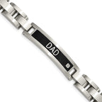 FJC Finejewelers Stainless Steel Dog Tag Black IP-plated DAD 8.75in Bracelet and Necklace Set 24 Inches