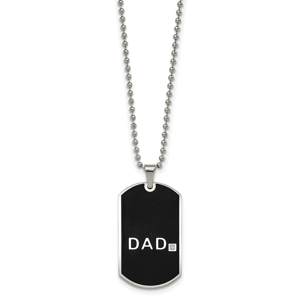 FJC Finejewelers Stainless Steel Dog Tag Black IP-plated DAD 8.75in Bracelet and Necklace Set 24 Inches