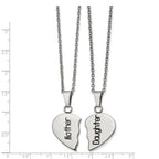 FJC Finejewelers Stainless Steel Polished and Enamel 1/2 Heart Mother/Daughter Necklace Set