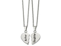 FJC Finejewelers Stainless Steel Polished and Enamel 1/2 Heart Mother/Daughter Necklace Set