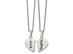 FJC Finejewelers Stainless Steel Polished and Enamel 1/2 Heart Mother/Daughter Necklace Set