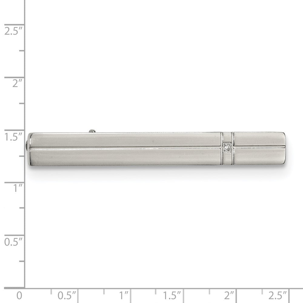 FJC Finejewelers Stainless Steel Tie Clip Polished with CZ Tie Bar 57 x 7 mm