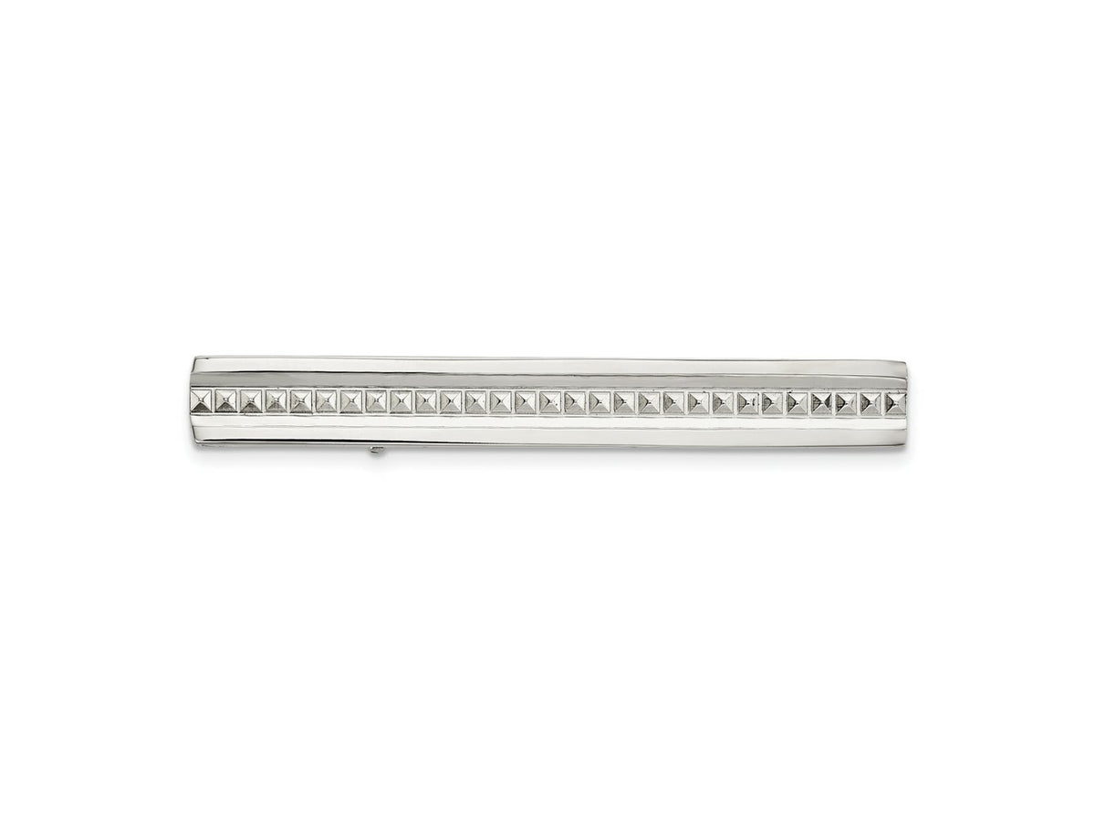 FJC Finejewelers Stainless Steel Tie Clip Polished Studded Tie Bar 57 x 7 mm