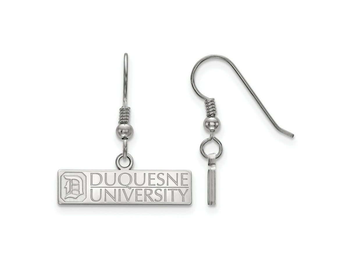 LogoArt 925 Sterling Silver Duquesne University Small Dangle Earrings 31 x 18 mm