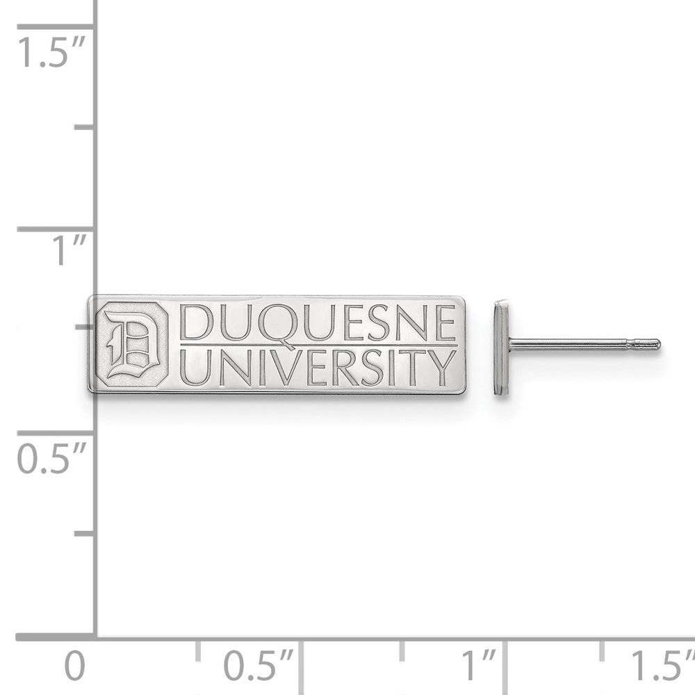 LogoArt 925 Sterling Silver Duquesne University Small Post Earrings 12 x 18 mm