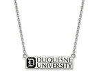 LogoArt 925 Sterling Silver Cable Duquesne University Enamel Large Pendant with Necklace 18 Inches x 27 mm