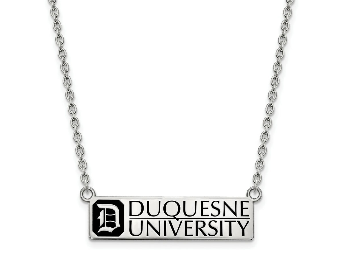 LogoArt 925 Sterling Silver Cable Duquesne University Enamel Large Pendant with Necklace 18 Inches x 27 mm