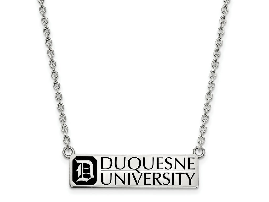 LogoArt 925 Sterling Silver Cable Duquesne University Enamel Large Pendant with Necklace 18 Inches x 27 mm