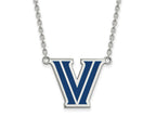 LogoArt 925 Sterling Silver Cable Villanova University Enamel Pendant Necklace 18 Inches x 22 mm