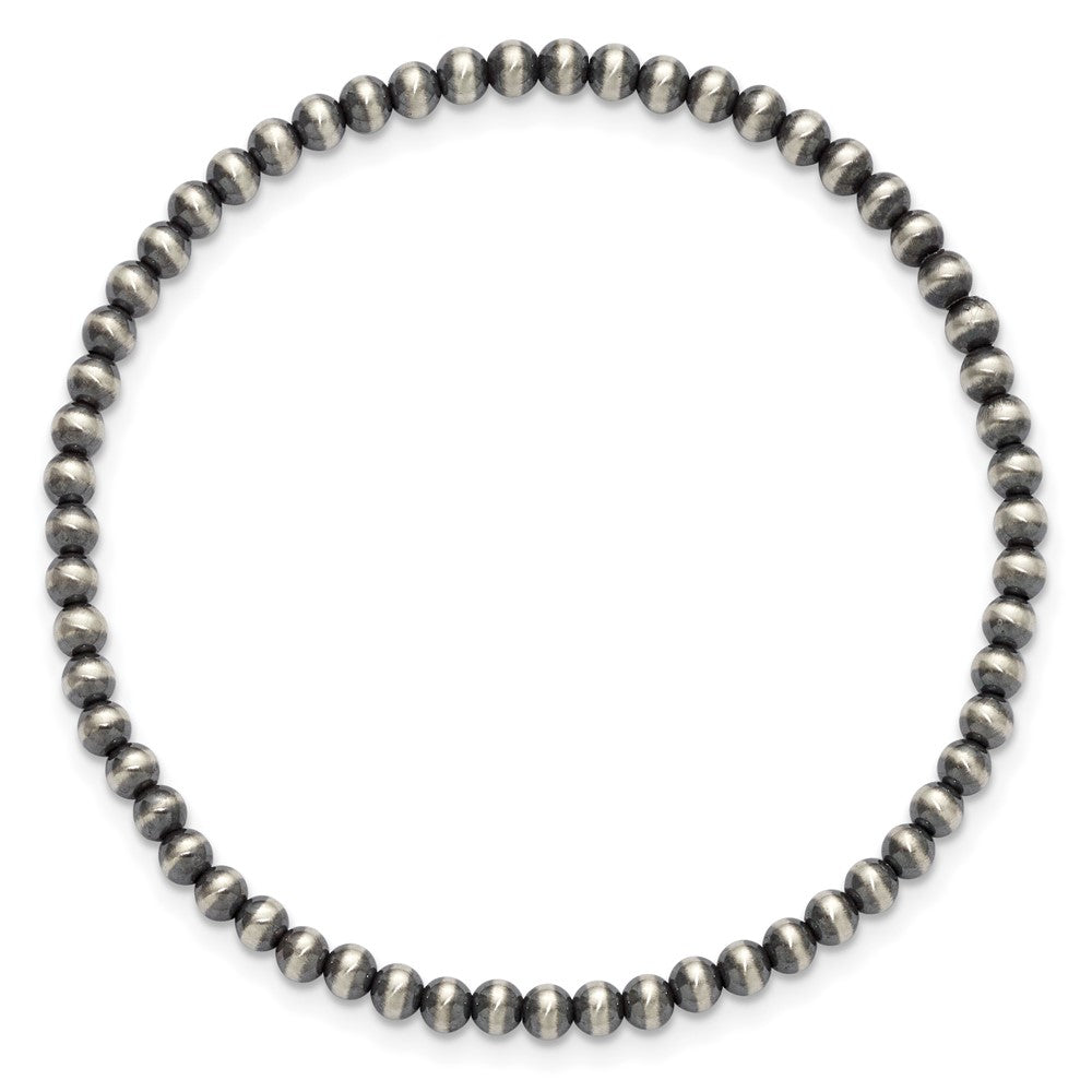 FJC Finejewelers 925 Sterling Silver Bead and Beaded 6.5in 3.00mm Navajo Style Beaded Stretch Bracelet 6.5 Inches x 3 mm