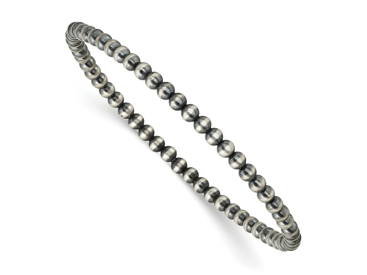 FJC Finejewelers 925 Sterling Silver Bead and Beaded 6.5in 3.00mm Navajo Style Beaded Stretch Bracelet 6.5 Inches x 3 mm