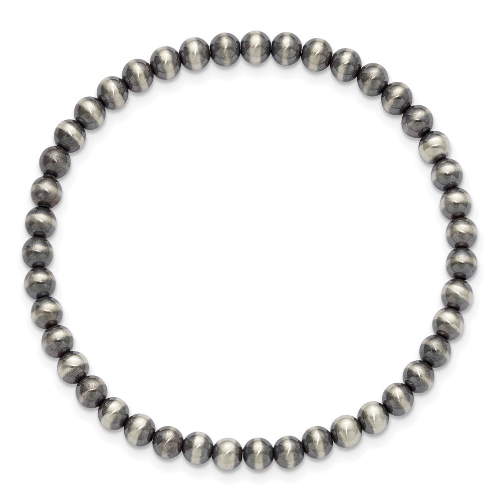 FJC Finejewelers 925 Sterling Silver Bead and Beaded 6.5in 4.00mm Navajo Style Beaded Stretch Bracelet 6.5 Inches x 4 mm