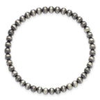 FJC Finejewelers 925 Sterling Silver Bead and Beaded 6.5in 4.00mm Navajo Style Beaded Stretch Bracelet 6.5 Inches x 4 mm