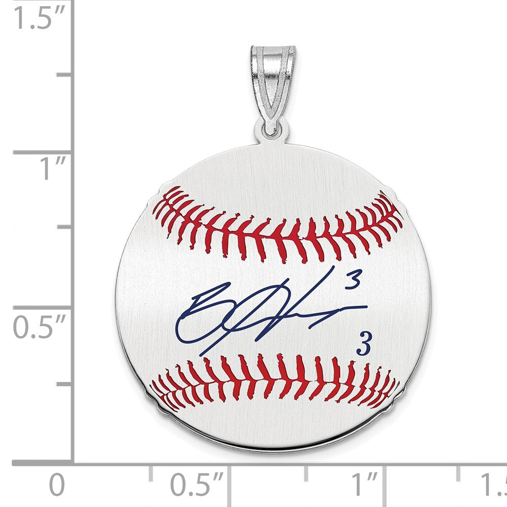 FJC Finejewelers 925 Sterling Silver Rh-p Bryce Harper MLBPA Signature Epoxy Charm 33 x 25 mm