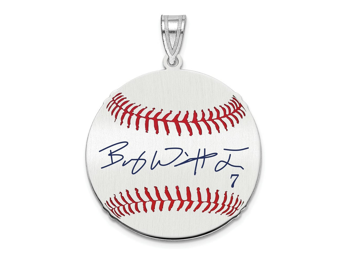 FJC Finejewelers 925 Sterling Silver Bobby Witt Jr. MLBPA Signature Epoxy Charm 33 x 25 mm