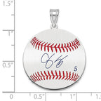 FJC Finejewelers 925 Sterling Silver Rh-p Corey Seager MLBPA Signature Epoxy Charm 33 x 25 mm