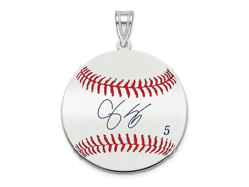 FJC Finejewelers 925 Sterling Silver Rh-p Corey Seager MLBPA Signature Epoxy Charm 33 x 25 mm