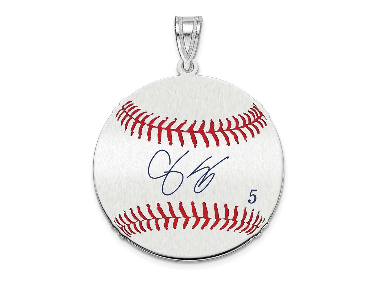 FJC Finejewelers 925 Sterling Silver Rh-p Corey Seager MLBPA Signature Epoxy Charm 33 x 25 mm