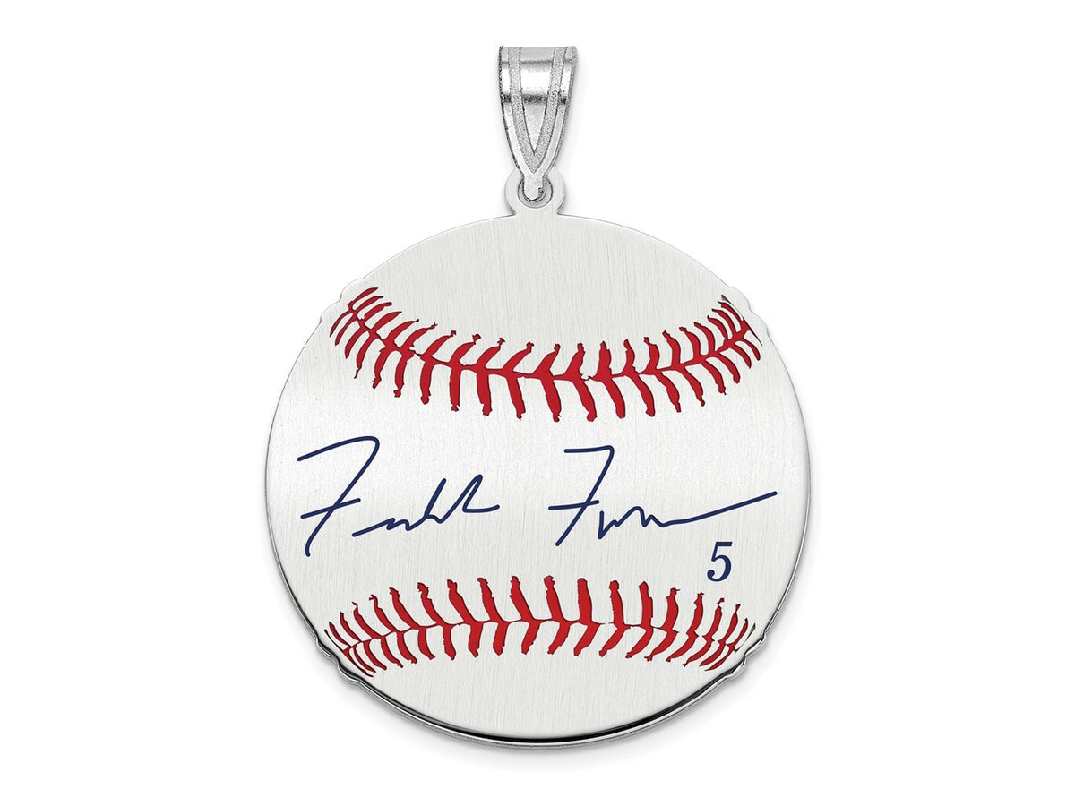 FJC Finejewelers 925 Sterling Silver Rh-p Freddie Freeman MLBPA Signature Epoxy Charm 33 x 25 mm