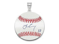 FJC Finejewelers 925 Sterling Silver Rh-p Francisco Lindor MLBPA Signature Epoxy Charm 33 x 25 mm