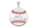 FJC Finejewelers 925 Sterling Silver Rh-p Francisco Lindor MLBPA Signature Epoxy Charm 33 x 25 mm