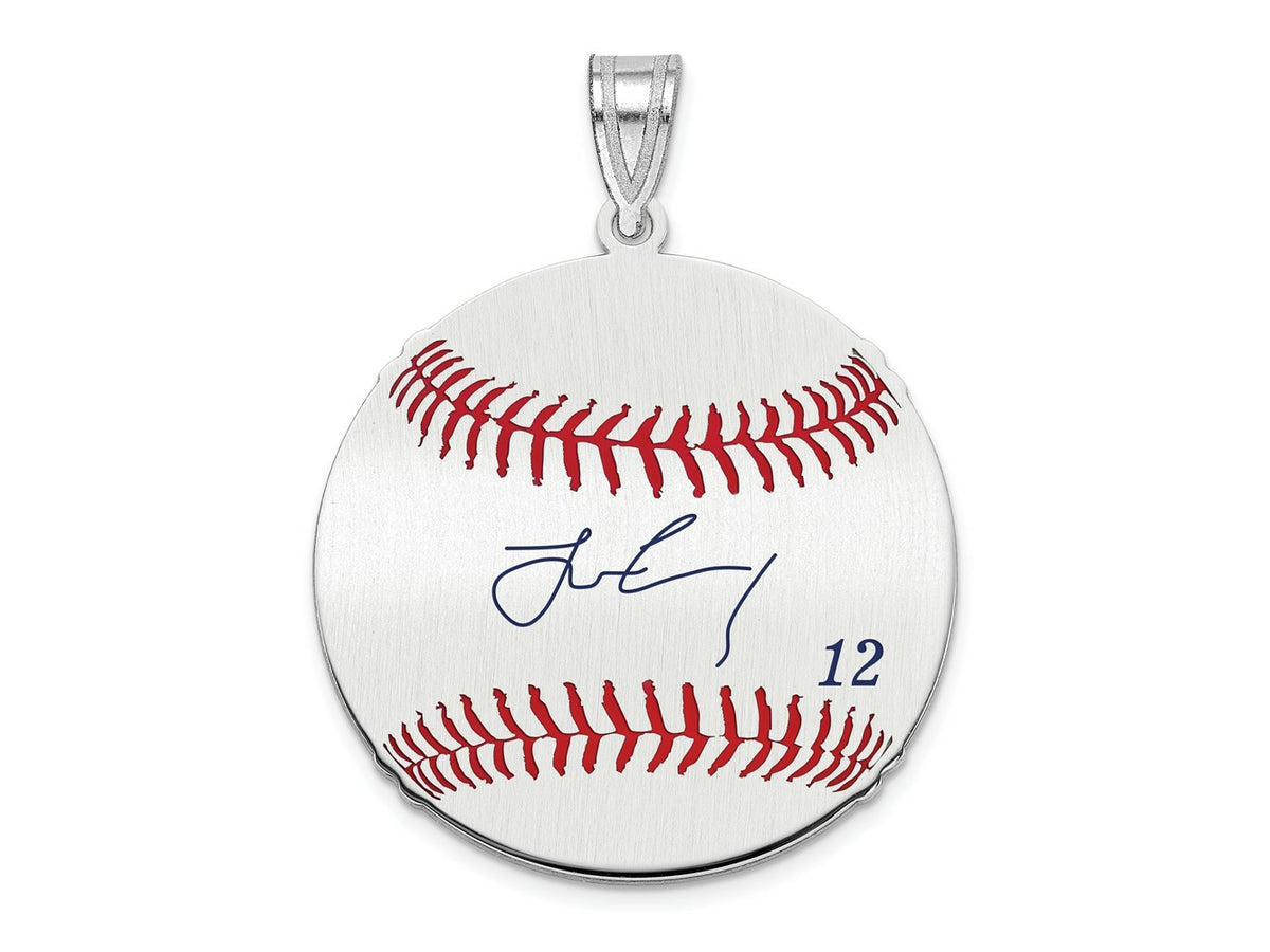 FJC Finejewelers 925 Sterling Silver Rh-p Francisco Lindor MLBPA Signature Epoxy Charm 33 x 25 mm