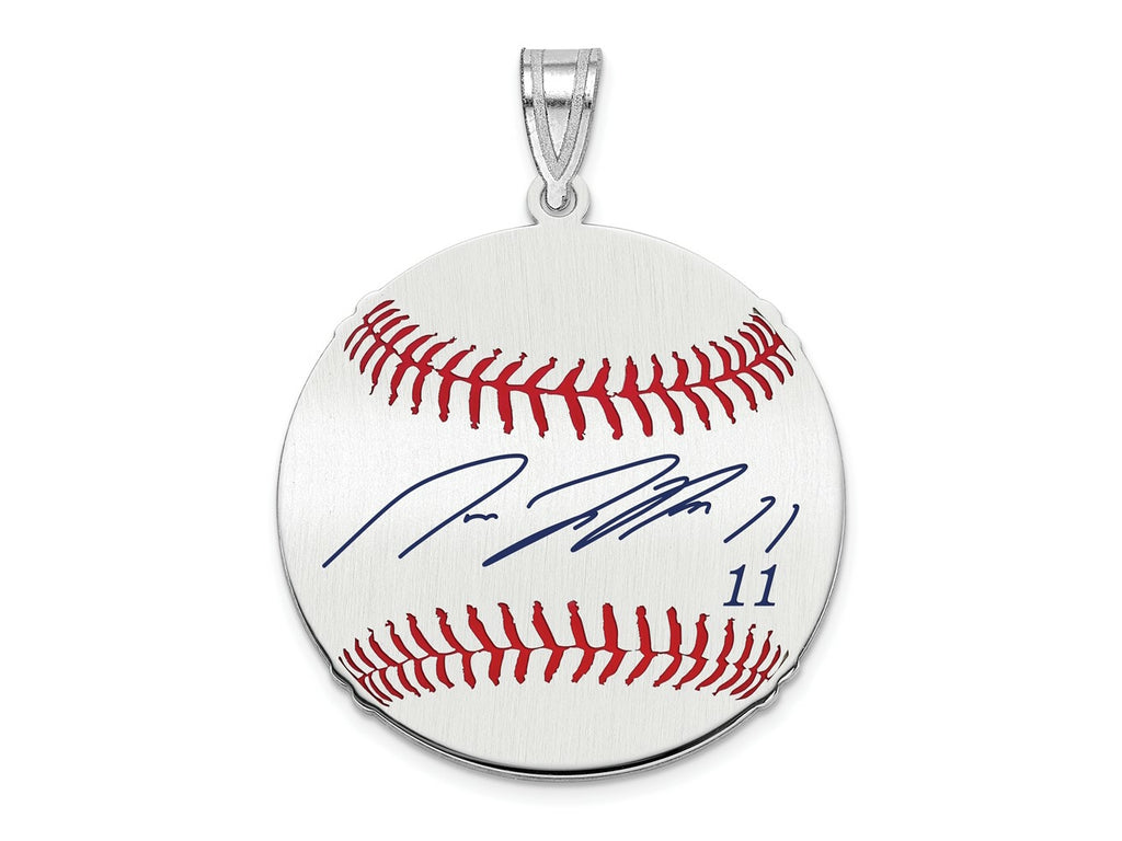 FJC Finejewelers 925 Sterling Silver Rh-p José Ramírez MLBPA Signature Epoxy Charm 33 x 25 mm