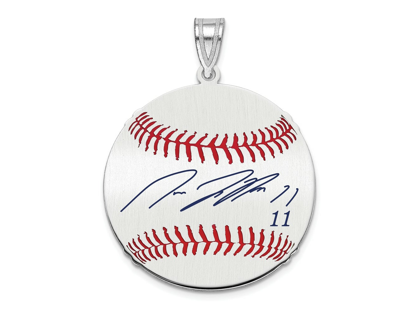 FJC Finejewelers 925 Sterling Silver Rh-p José Ramírez MLBPA Signature Epoxy Charm 33 x 25 mm