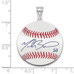 FJC Finejewelers 925 Sterling Silver Rh-p Mookie Betts MLBPA Signature Epoxy Charm 33 x 25 mm