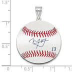 FJC Finejewelers 925 Sterling Silver Rh-p Manny Machado MLBPA Signature Epoxy Charm 33 x 25 mm