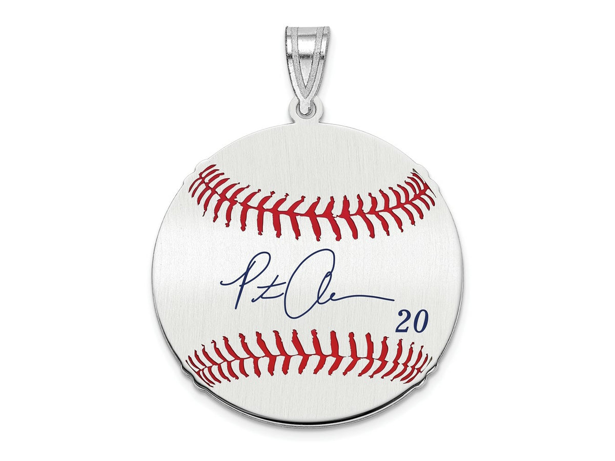 FJC Finejewelers 925 Sterling Silver Rh-p Pete Alonso MLBPA Signature Epoxy Charm 33 x 25 mm