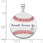 FJC Finejewelers 925 Sterling Silver Rh-p Ronald Acuña Jr. MLBPA Signature Epoxy Charm 33 x 25 mm