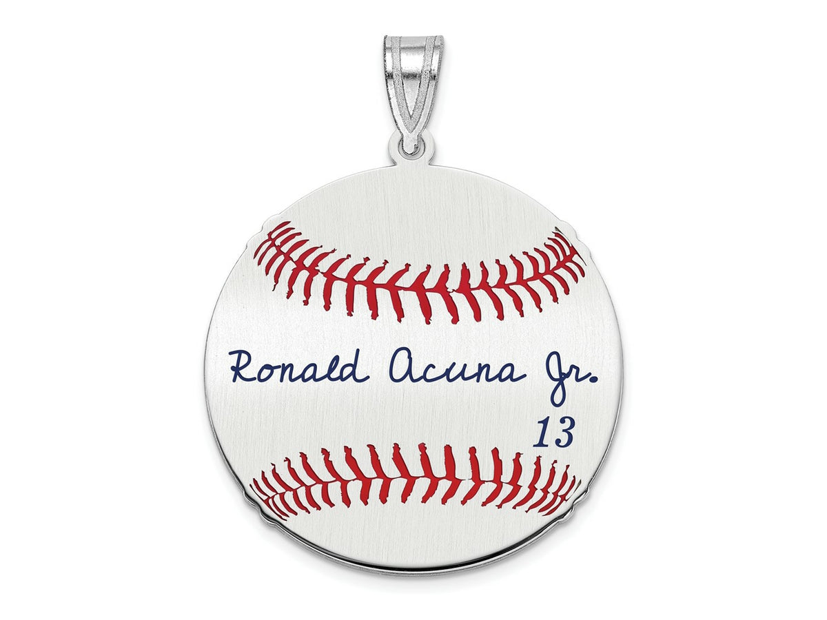 FJC Finejewelers 925 Sterling Silver Rh-p Ronald Acuña Jr. MLBPA Signature Epoxy Charm 33 x 25 mm