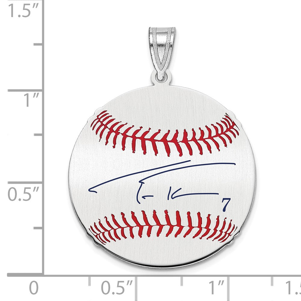 FJC Finejewelers 925 Sterling Silver Rh-p Trea Turner MLBPA Signature Epoxy Charm 33 x 25 mm